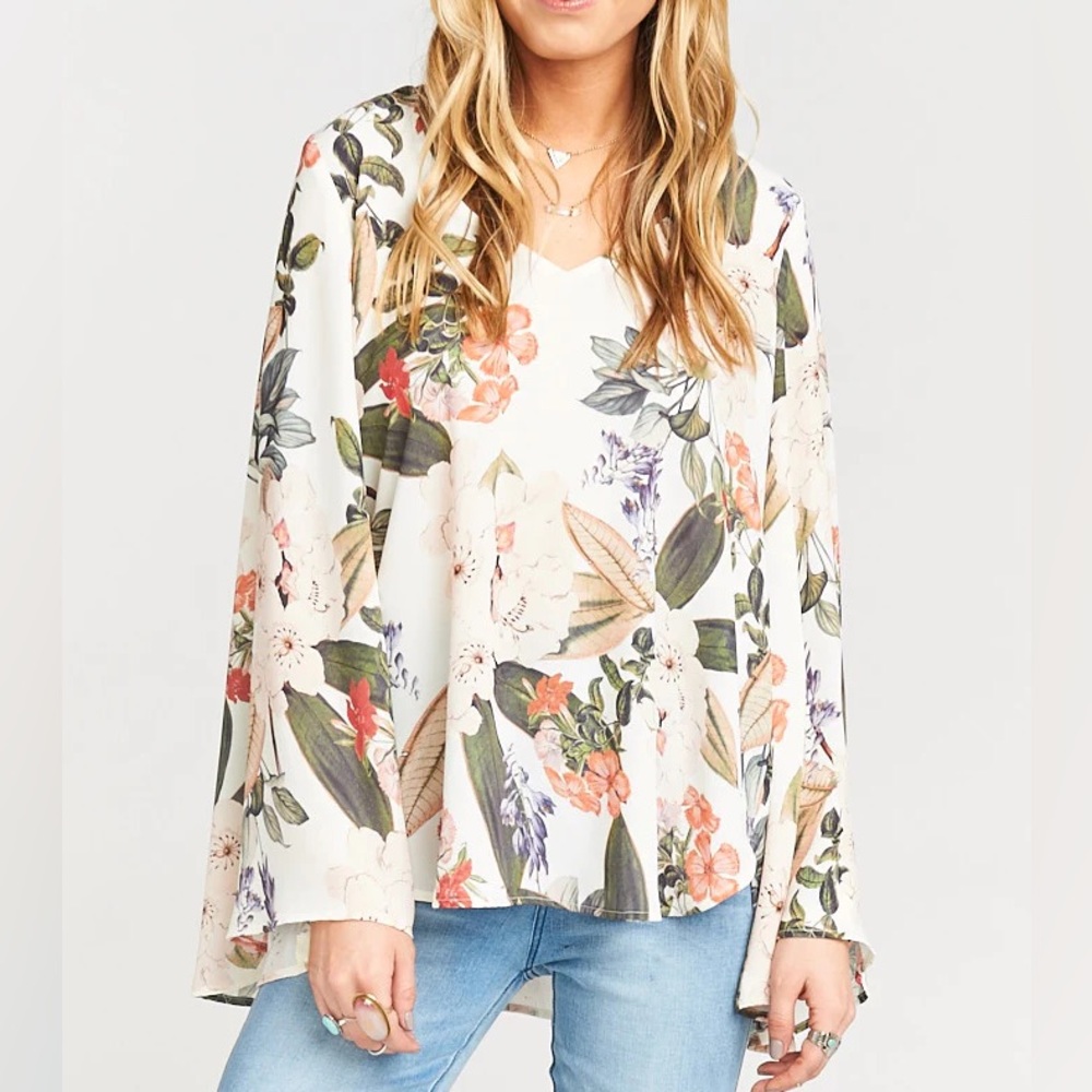 Show Me Your Mumu Hippie Dippie Floral Bell Sleeve Top - Enchanted Florist - S